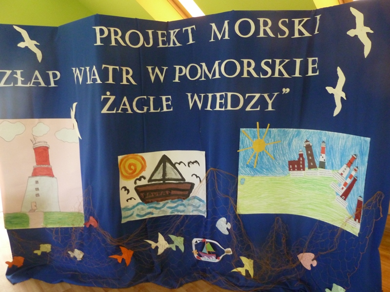 Dekoracja przygotowana na podsumowanie projektu morskiego.